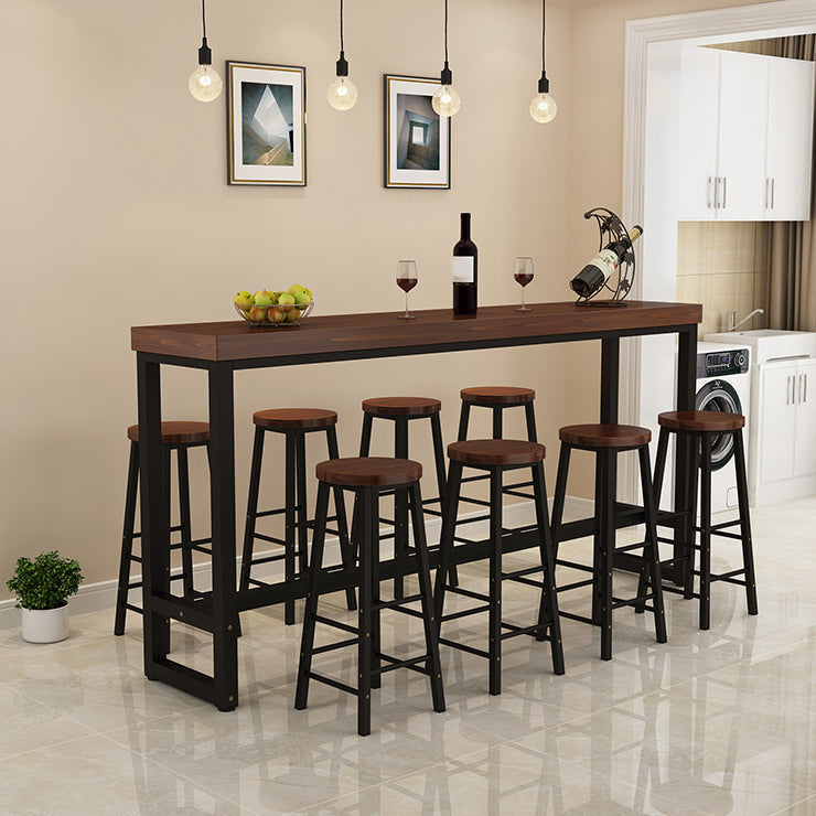 Industrial Bar Table Set 1/5/9 Pieces Solid Wood Pub Table Set for Indoor Clearhalo 'Bar Furniture' 'furn' 'furn_home_bar_bar_sets' 'Furniture' 'Home Bars & Bar Sets' 'home_bar_bar_sets' 'Kitchen & Dining Furniture' 7038938