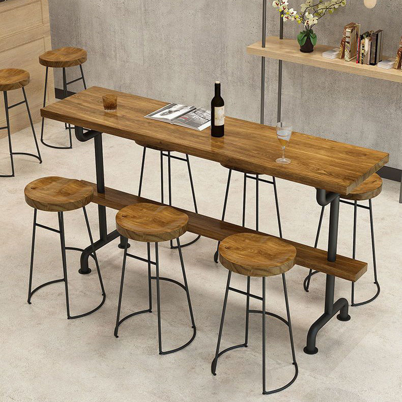 1/2/4/7/9 Pieces Bar Pub Table Set Solid Wood Bar Stool and Table Set Table & Chair(s) 63"L x 15.7"W x 41.3"H 7 Piece Set Clearhalo 'Bar Furniture' 'furn' 'furn_home_bar_bar_sets' 'Furniture' 'Home Bars & Bar Sets' 'home_bar_bar_sets' 'Kitchen & Dining Furniture' 7038999