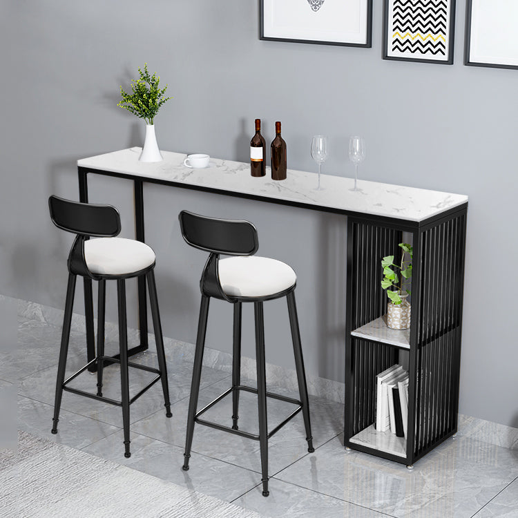 Modern Rectangle Bar Table Set 1/3 Pcs Black and Gold Metal Frame Bar Table and Stools Clearhalo 'Bar Furniture' 'furn' 'furn_home_bar_bar_sets' 'Furniture' 'Home Bars & Bar Sets' 'home_bar_bar_sets' 'Kitchen & Dining Furniture' 7039031