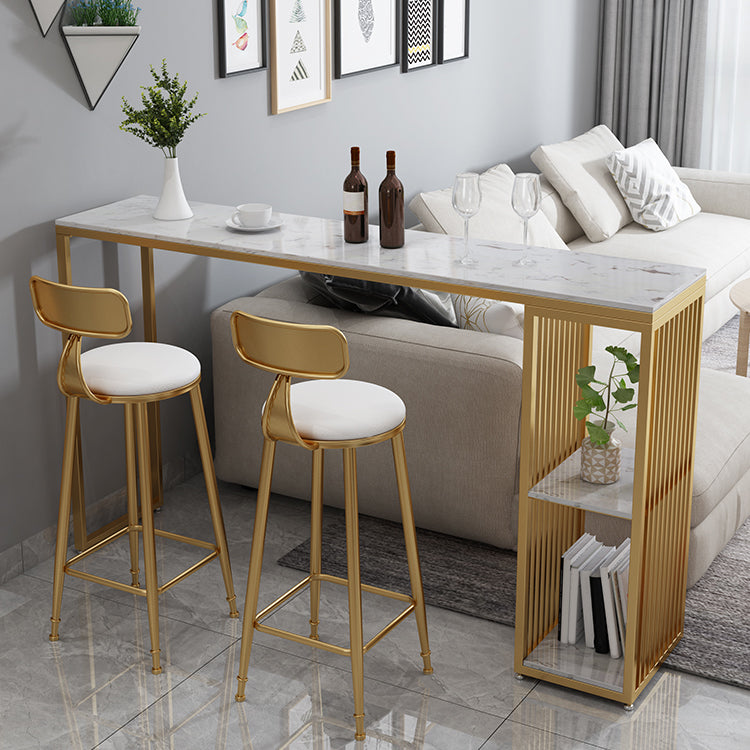Modern Rectangle Bar Table Set 1/3 Pcs Black and Gold Metal Frame Bar Table and Stools Clearhalo 'Bar Furniture' 'furn' 'furn_home_bar_bar_sets' 'Furniture' 'Home Bars & Bar Sets' 'home_bar_bar_sets' 'Kitchen & Dining Furniture' 7039032