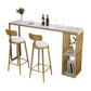 Modern Rectangle Bar Table Set 1/3 Pcs Black and Gold Metal Frame Bar Table and Stools Table & Chair(s) Gold Clearhalo 'Bar Furniture' 'furn' 'furn_home_bar_bar_sets' 'Furniture' 'Home Bars & Bar Sets' 'home_bar_bar_sets' 'Kitchen & Dining Furniture' 7039034