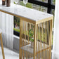 Modern Rectangle Bar Table Set 1/3 Pcs Black and Gold Metal Frame Bar Table and Stools Clearhalo 'Bar Furniture' 'furn' 'furn_home_bar_bar_sets' 'Furniture' 'Home Bars & Bar Sets' 'home_bar_bar_sets' 'Kitchen & Dining Furniture' 7039035