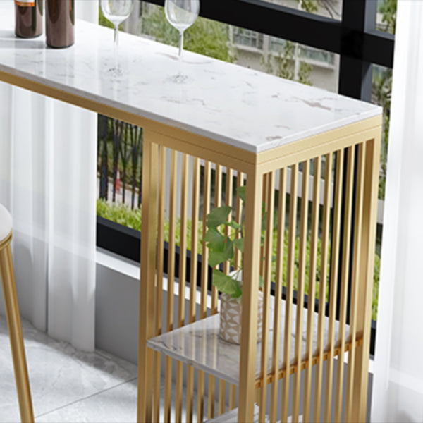 Modern Rectangle Bar Table Set 1/3 Pcs Black and Gold Metal Frame Bar Table and Stools Clearhalo 'Bar Furniture' 'furn' 'furn_home_bar_bar_sets' 'Furniture' 'Home Bars & Bar Sets' 'home_bar_bar_sets' 'Kitchen & Dining Furniture' 7039035
