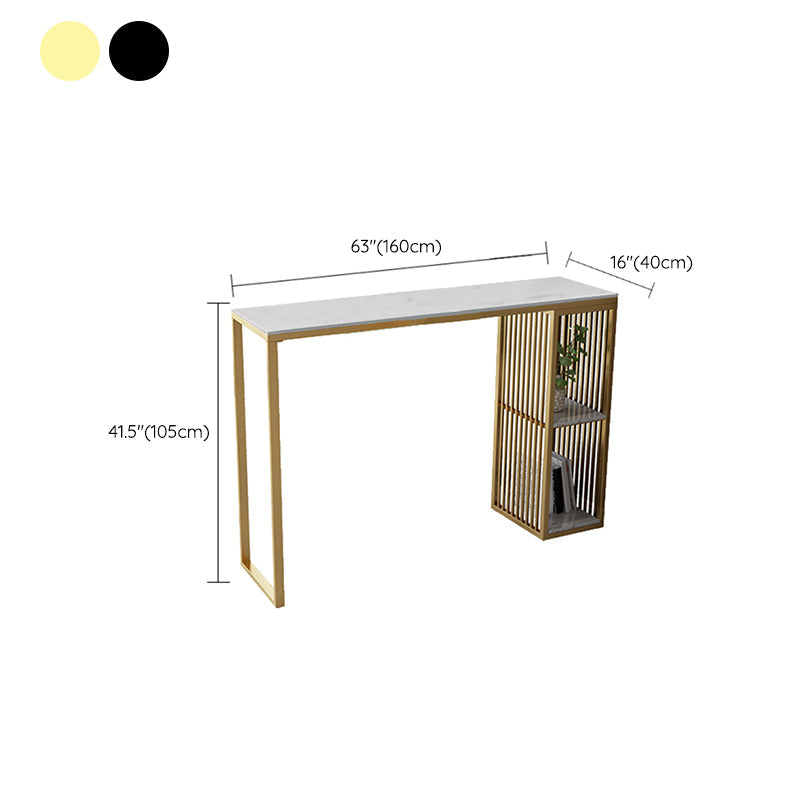 Modern Rectangle Bar Table Set 1/3 Pcs Black and Gold Metal Frame Bar Table and Stools Clearhalo 'Bar Furniture' 'furn' 'furn_home_bar_bar_sets' 'Furniture' 'Home Bars & Bar Sets' 'home_bar_bar_sets' 'Kitchen & Dining Furniture' 7039046