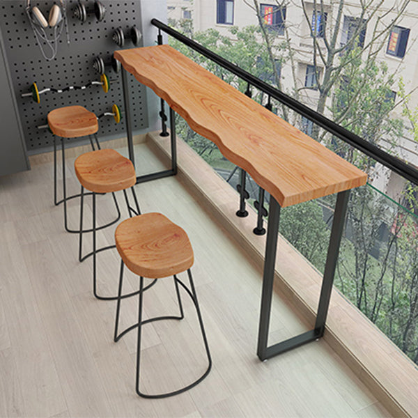 Rectangle Bar Pub Table Set 1/4 Pcs Solid Wood and Iron Bar Table and Stools Clearhalo 'Bar Furniture' 'furn' 'furn_home_bar_bar_sets' 'Furniture' 'Home Bars & Bar Sets' 'home_bar_bar_sets' 'Kitchen & Dining Furniture' 7039065