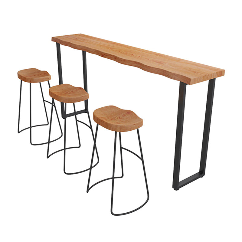 Rectangle Bar Pub Table Set 1/4 Pcs Solid Wood and Iron Bar Table and Stools Clearhalo 'Bar Furniture' 'furn' 'furn_home_bar_bar_sets' 'Furniture' 'Home Bars & Bar Sets' 'home_bar_bar_sets' 'Kitchen & Dining Furniture' 7039066