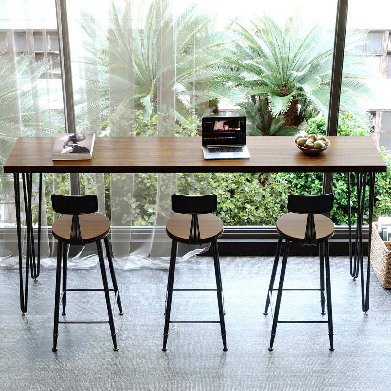 Rectangle Bar Pub Table Set 1/4 Pcs Solid Wood Top Bar Table and Iron Stools Clearhalo 'Bar Furniture' 'furn' 'furn_home_bar_bar_sets' 'Furniture' 'Home Bars & Bar Sets' 'home_bar_bar_sets' 'Kitchen & Dining Furniture' 7039097