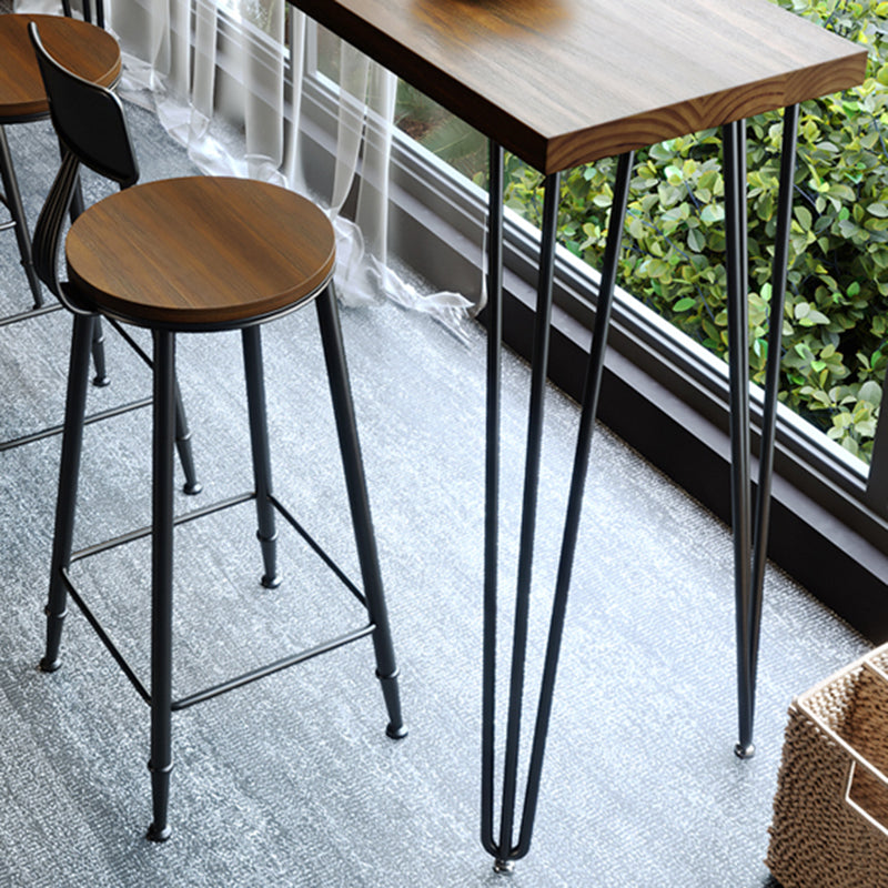 Rectangle Bar Pub Table Set 1/4 Pcs Solid Wood Top Bar Table and Iron Stools Clearhalo 'Bar Furniture' 'furn' 'furn_home_bar_bar_sets' 'Furniture' 'Home Bars & Bar Sets' 'home_bar_bar_sets' 'Kitchen & Dining Furniture' 7039102