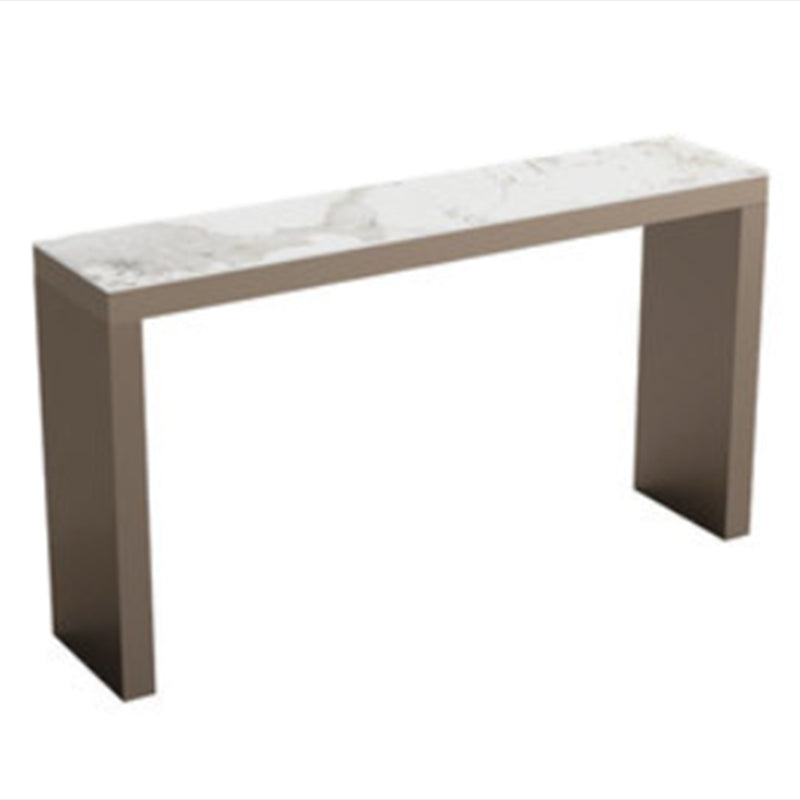 Glam Stone Bar Table Set 1/2/3 Pieces Rectangle Bar table with Upholstered Stools Table Brown 1 Piece Clearhalo 'Bar Furniture' 'furn' 'furn_home_bar_bar_sets' 'Furniture' 'Home Bars & Bar Sets' 'home_bar_bar_sets' 'Kitchen & Dining Furniture' 7039113