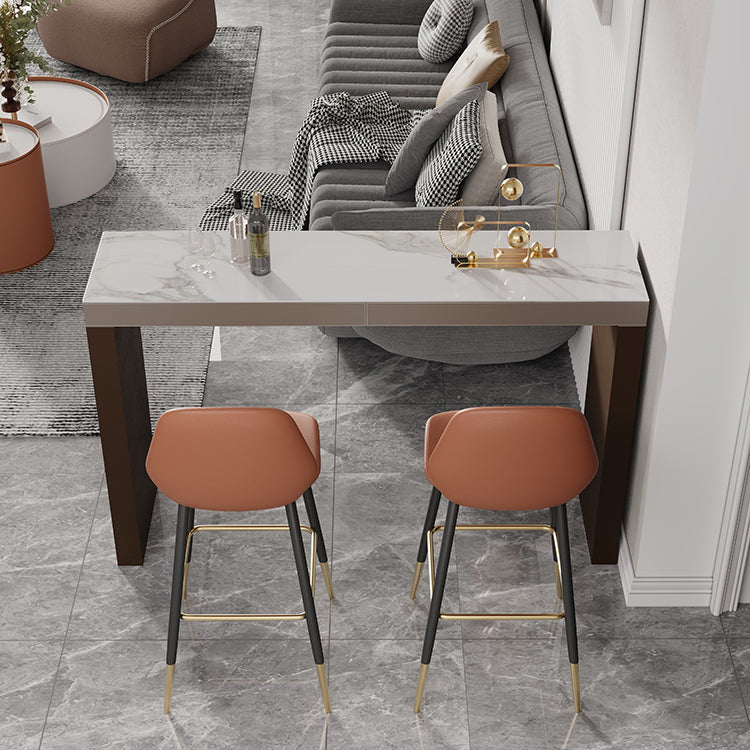 Glam Stone Bar Table Set 1/2/3 Pieces Rectangle Bar table with Upholstered Stools Clearhalo 'Bar Furniture' 'furn' 'furn_home_bar_bar_sets' 'Furniture' 'Home Bars & Bar Sets' 'home_bar_bar_sets' 'Kitchen & Dining Furniture' 7039116