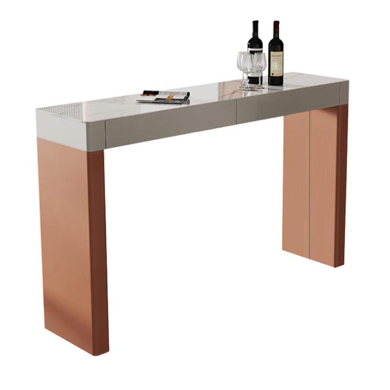 Glam Stone Bar Table Set 1/2/3 Pieces Rectangle Bar table with Upholstered Stools Table Orange 1 Piece Clearhalo 'Bar Furniture' 'furn' 'furn_home_bar_bar_sets' 'Furniture' 'Home Bars & Bar Sets' 'home_bar_bar_sets' 'Kitchen & Dining Furniture' 7039118