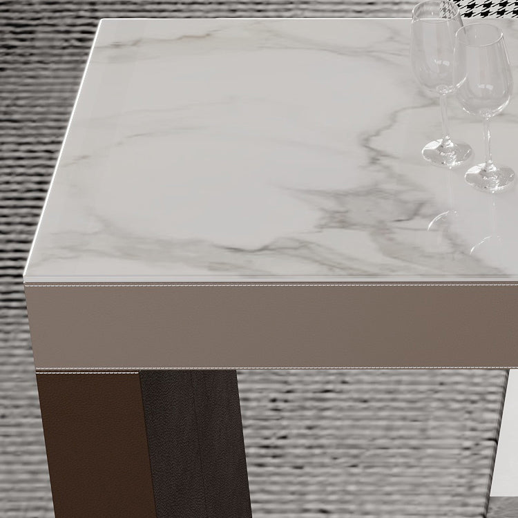 Glam Stone Bar Table Set 1/2/3 Pieces Rectangle Bar table with Upholstered Stools Clearhalo 'Bar Furniture' 'furn' 'furn_home_bar_bar_sets' 'Furniture' 'Home Bars & Bar Sets' 'home_bar_bar_sets' 'Kitchen & Dining Furniture' 7039119