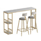 Glam Bar Pub Table Set 1/3 Pcs Stone Top Bar Table with Upholstered Stools Table & Chair(s) Gold Clearhalo 'Bar Furniture' 'furn' 'furn_home_bar_bar_sets' 'Furniture' 'Home Bars & Bar Sets' 'home_bar_bar_sets' 'Kitchen & Dining Furniture' 7039130