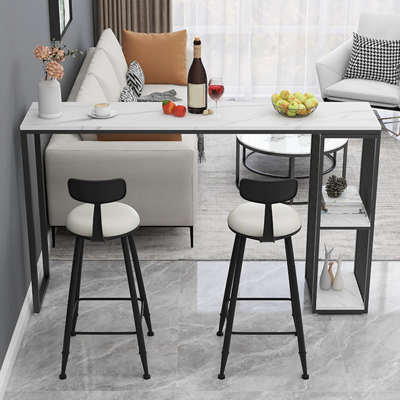 Stone Top Bar Table Set 1/3 Pcs Rectangle Bar Table and Upholstered Stools Clearhalo 'Bar Furniture' 'furn' 'furn_home_bar_bar_sets' 'Furniture' 'Home Bars & Bar Sets' 'home_bar_bar_sets' 'Kitchen & Dining Furniture' 7039168