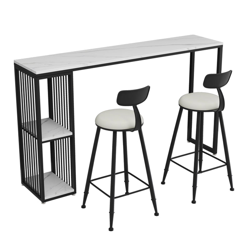 Stone Top Bar Table Set 1/3 Pcs Rectangle Bar Table and Upholstered Stools Clearhalo 'Bar Furniture' 'furn' 'furn_home_bar_bar_sets' 'Furniture' 'Home Bars & Bar Sets' 'home_bar_bar_sets' 'Kitchen & Dining Furniture' 7039169