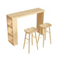 Ensemble de table de bar rectangulaire Glam, 1/3 pièces, table de bar et tabourets en bois massif naturel