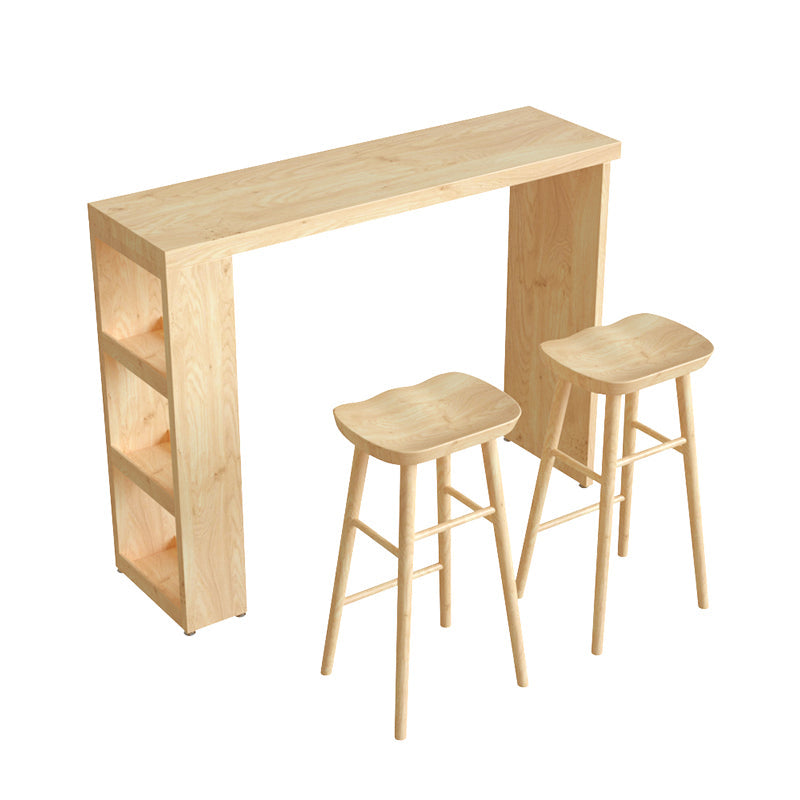 Ensemble de table de bar rectangulaire Glam, 1/3 pièces, table de bar et tabourets en bois massif naturel