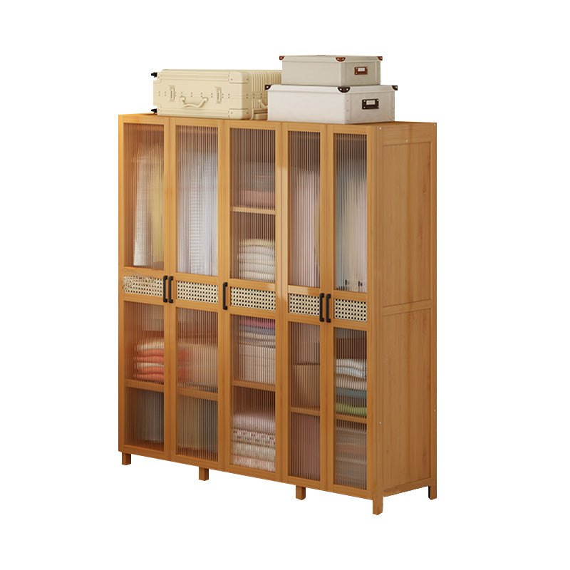 Modern Style Wardrobe Cabinet Wood Clothes Rail Wardrobe Armoire with Legs 59"L x 17"W x 63"H With Clothing Rod Clearhalo 'Armoires & Wardrobes' 'armoires_wardrobes' 'Bedroom Furniture' 'furn' 'furn_armoires_wardrobes' 'Furniture' 7039305