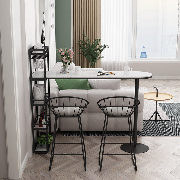 Bartisch-Set im modernen Stil, 1/3-teilig, Tresentisch aus Kunstmarmor mit gepolsterten Hockern