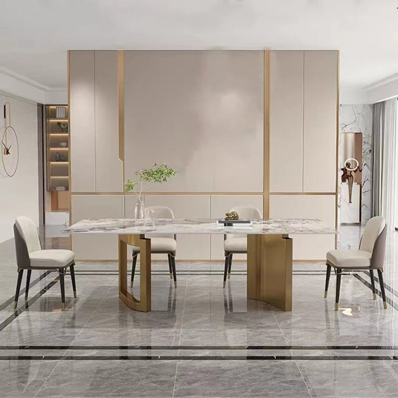 Ensemble de table à manger beige haut brillant