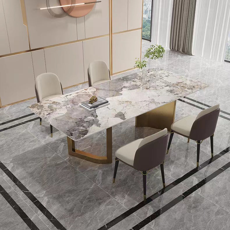 Ensemble de table à manger beige haut brillant