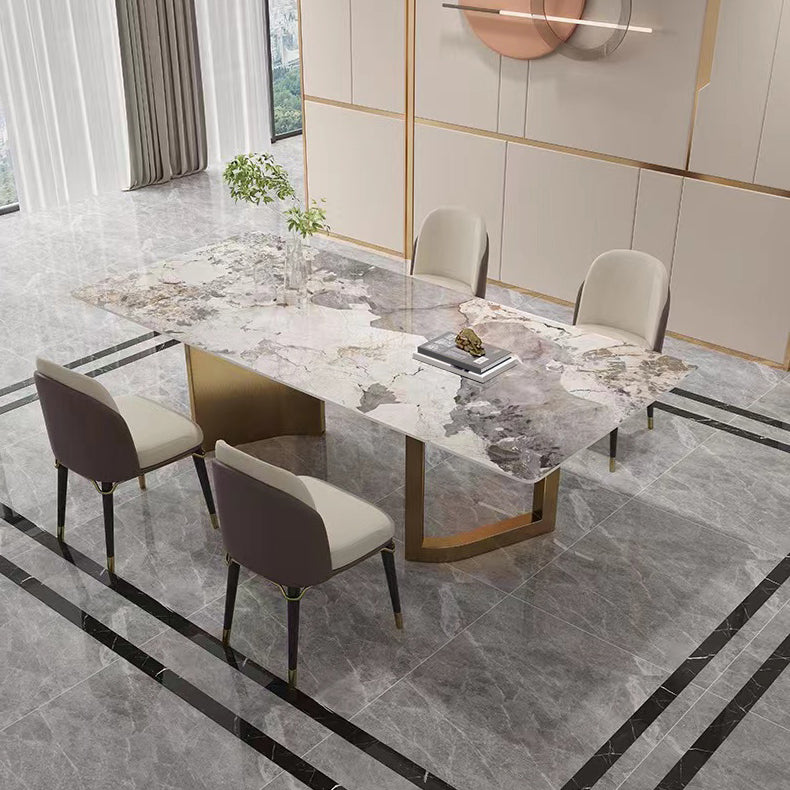 Ensemble de table à manger beige haut brillant