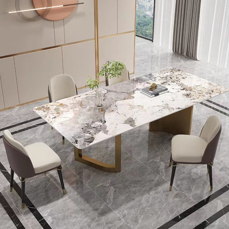 Ensemble de table à manger beige haut brillant