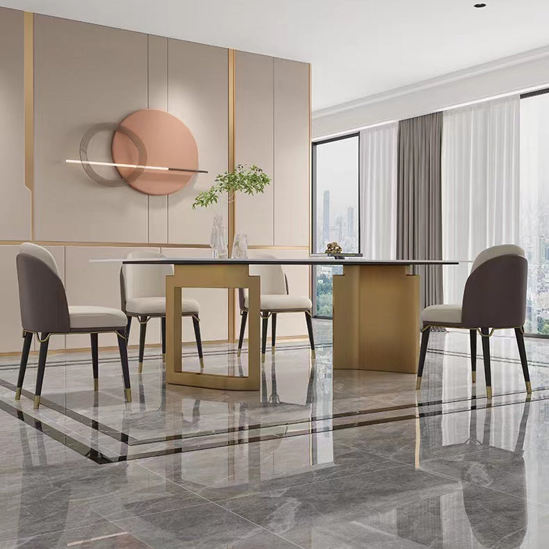 Ensemble de table à manger beige haut brillant