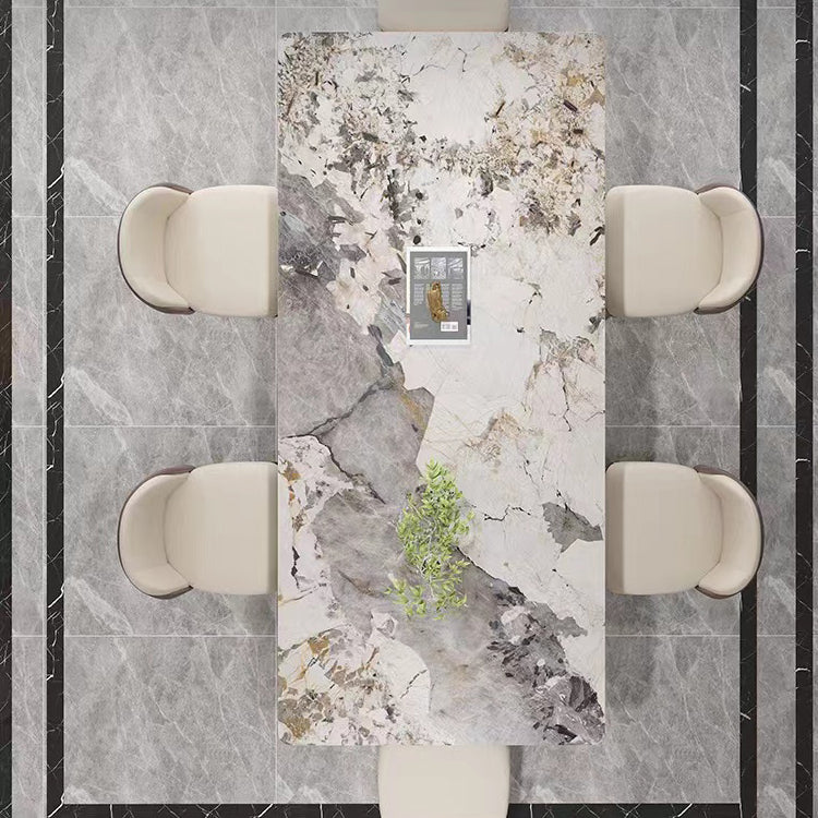 Ensemble de table à manger beige haut brillant