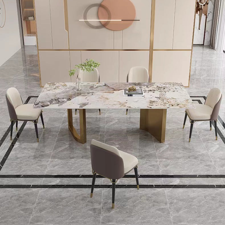 Ensemble de table à manger beige haut brillant