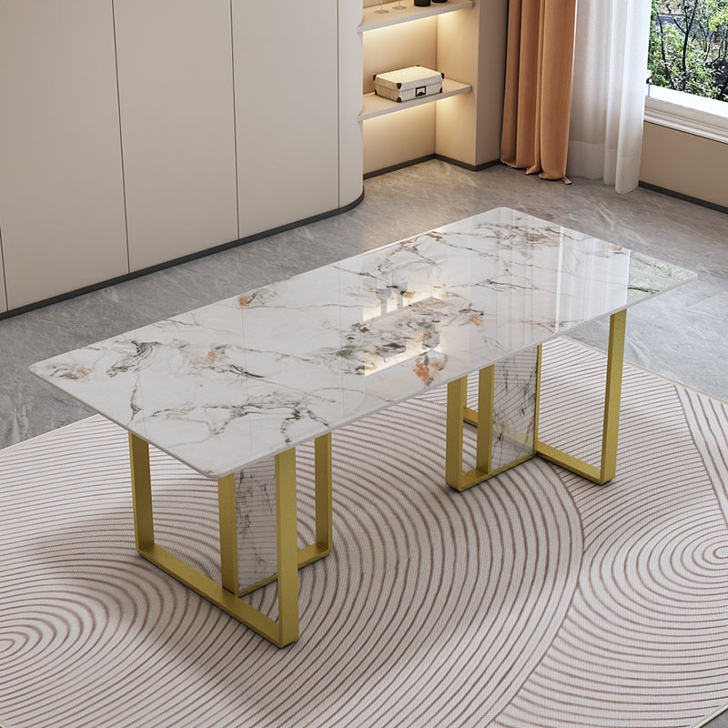 Moderne Rechteckstein -Esstisch 1/5 Stück Essset für Cafe