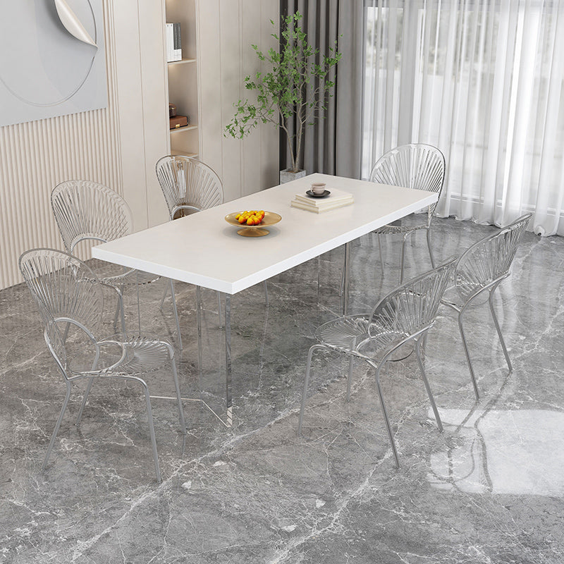 モダンな長方形の石のダイニングテーブル1/2/5/7ピースカフェ用ダイニングセット