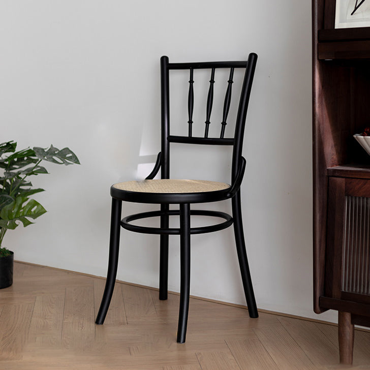 インダストリアルスタイルのサイドチェアスラットバックソリッドウッドダイニングチェアホーム用