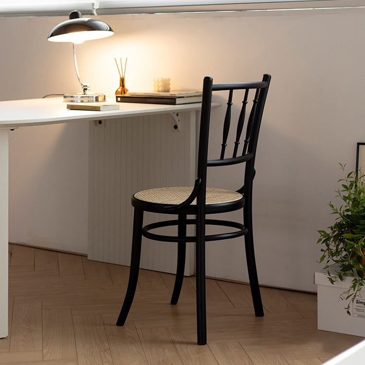 インダストリアルスタイルのサイドチェアスラットバックソリッドウッドダイニングチェアホーム用