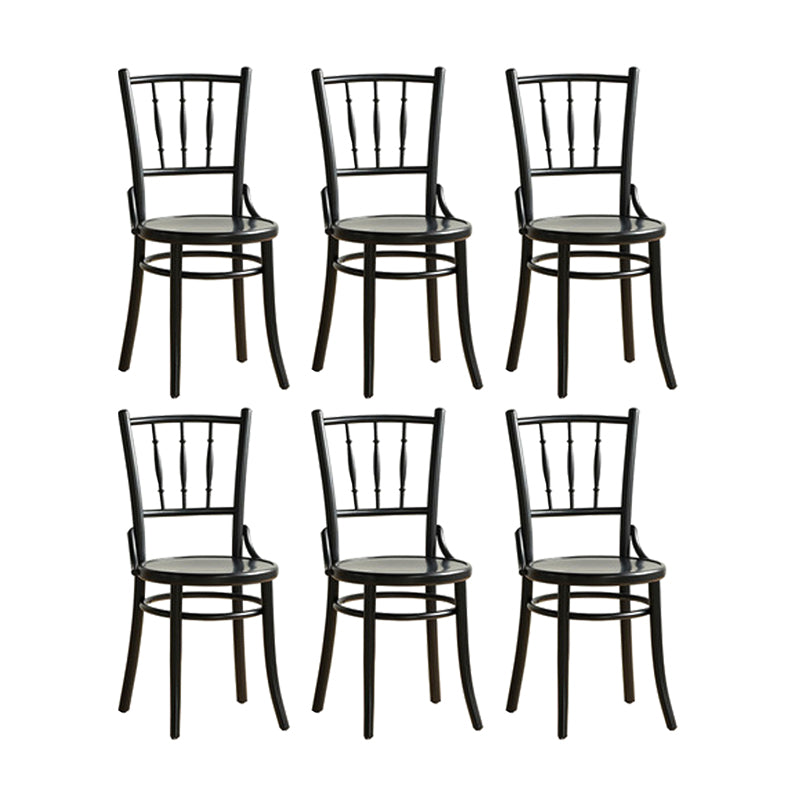インダストリアルスタイルのサイドチェアスラットバックソリッドウッドダイニングチェアホーム用