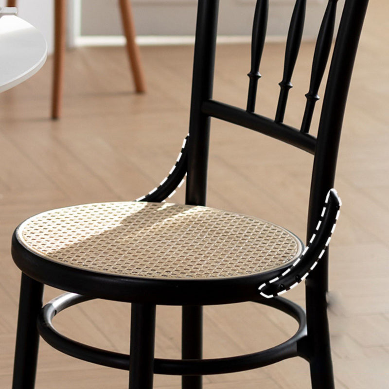 インダストリアルスタイルのサイドチェアスラットバックソリッドウッドダイニングチェアホーム用