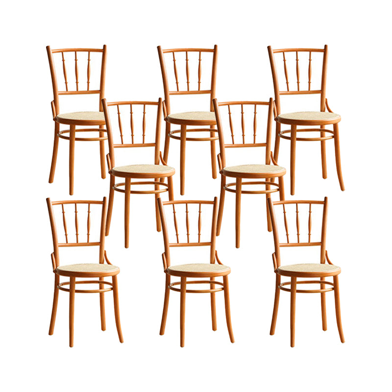 インダストリアルスタイルのサイドチェアスラットバックソリッドウッドダイニングチェアホーム用