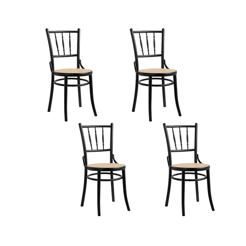 インダストリアルスタイルのサイドチェアスラットバックソリッドウッドダイニングチェアホーム用