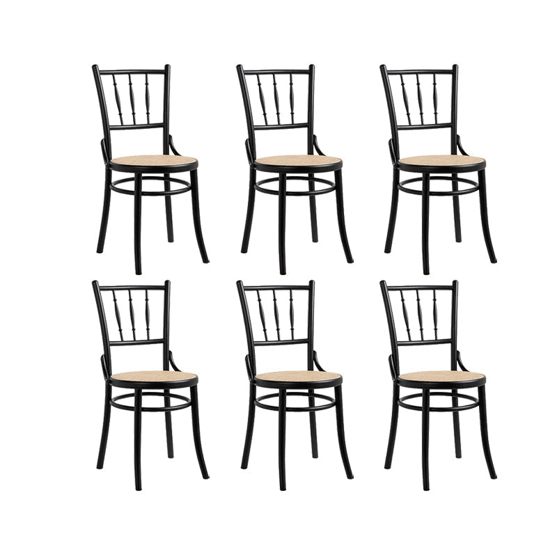 インダストリアルスタイルのサイドチェアスラットバックソリッドウッドダイニングチェアホーム用