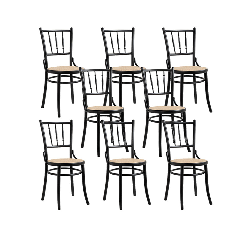 インダストリアルスタイルのサイドチェアスラットバックソリッドウッドダイニングチェアホーム用