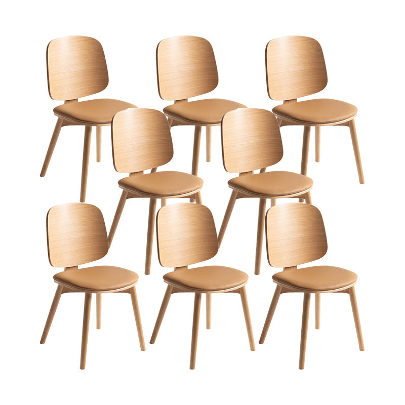 Solid Wood Side Chair Modern Low Back Indoor Dining Chair for Home Natural Wood Yellow 8 Piece Set Clearhalo 'Dining Chairs' 'Dining Tables & Seating' 'dining_chair' 'furn' 'furn_dining_chair' 'Furniture' 'Kitchen & Dining Furniture' 7040363