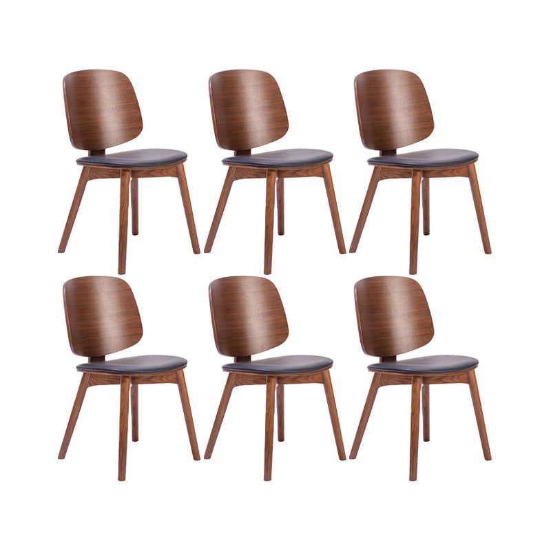Solid Wood Side Chair Modern Low Back Indoor Dining Chair for Home Walnut 6 Piece Set Clearhalo 'Dining Chairs' 'Dining Tables & Seating' 'dining_chair' 'furn' 'furn_dining_chair' 'Furniture' 'Kitchen & Dining Furniture' 7040376