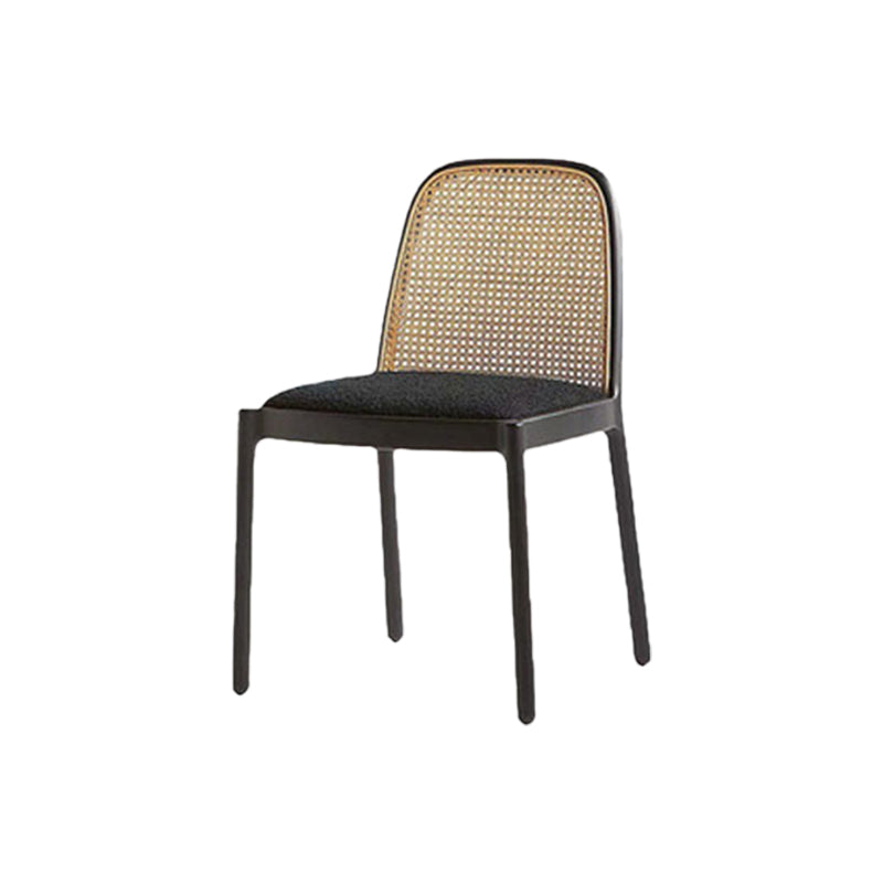 Eigentijdse armloze stoelen gestoffeerde eetstoelen met houtbasis