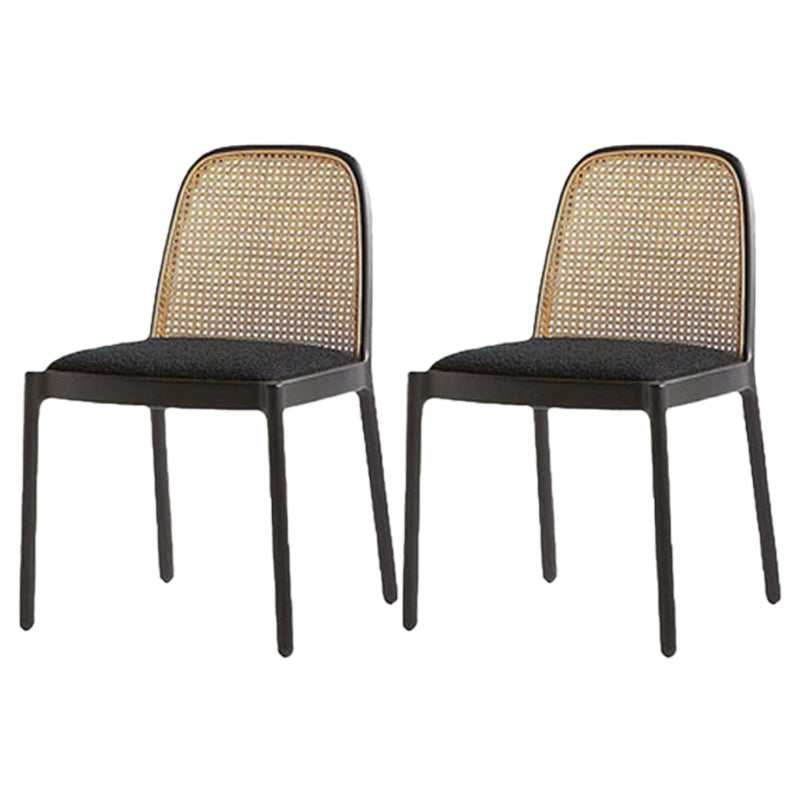 Eigentijdse armloze stoelen gestoffeerde eetstoelen met houtbasis