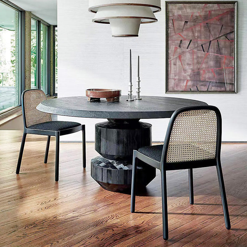 Eigentijdse armloze stoelen gestoffeerde eetstoelen met houtbasis