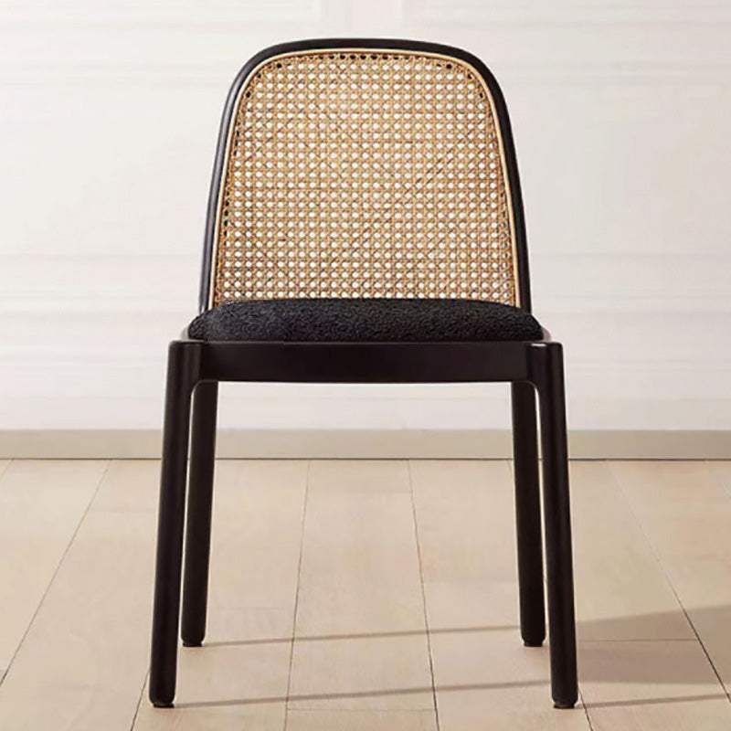 Eigentijdse armloze stoelen gestoffeerde eetstoelen met houtbasis