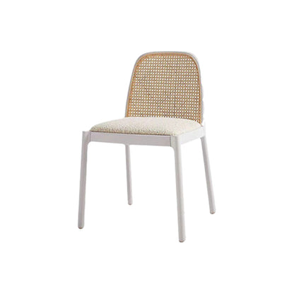 Eigentijdse armloze stoelen gestoffeerde eetstoelen met houtbasis