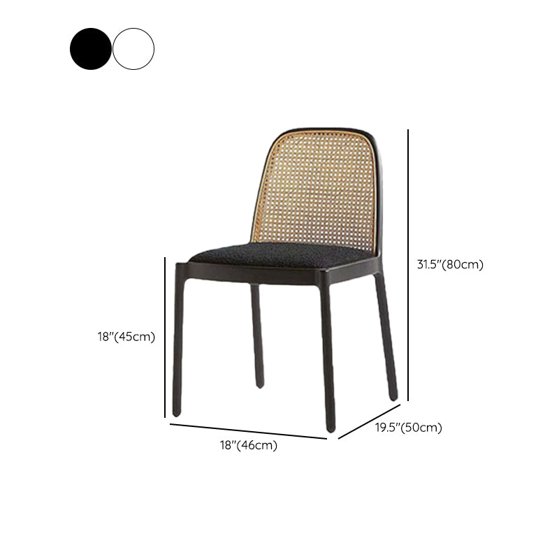 Eigentijdse armloze stoelen gestoffeerde eetstoelen met houtbasis