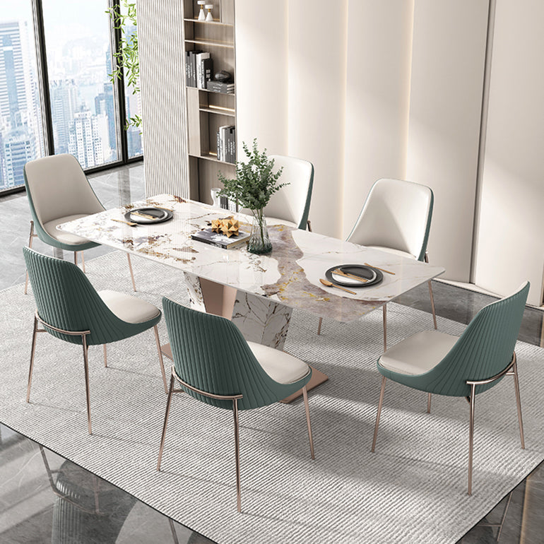 Nordic Style Green Side Chair Gold Base Side Dining Chair for Home Use Clearhalo 'Dining Chairs' 'Dining Tables & Seating' 'dining_chair' 'furn' 'furn_dining_chair' 'Furniture' 'Kitchen & Dining Furniture' 7040563