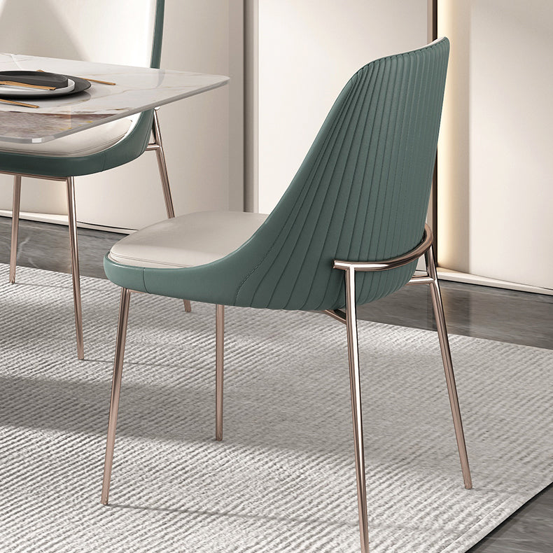 Nordic Style Green Side Chair Gold Base Side Dining Chair for Home Use Clearhalo 'Dining Chairs' 'Dining Tables & Seating' 'dining_chair' 'furn' 'furn_dining_chair' 'Furniture' 'Kitchen & Dining Furniture' 7040570